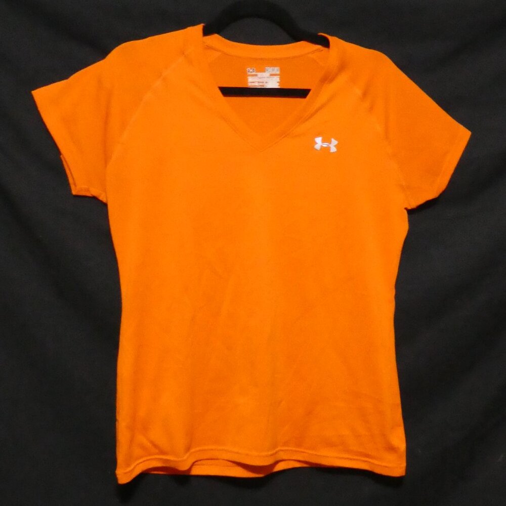 UNDER ARMOUR - Heat Gear | medium semi-fitted | Orange V-Neck Exercise T-Shirt